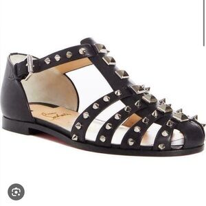 Christian Louboutin Sandals Loubiclou Studded Gladiator Flats RARE